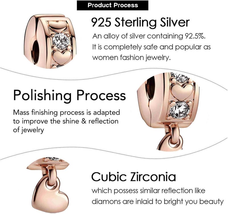 VALGACLS Mom Wife Daughter Love Heart Wedding Rings Charms 925 Sterling Silver Charms for Bracelets Necklace Valentine's Day Mother's Day Jewelry Charm for Women - Image 4